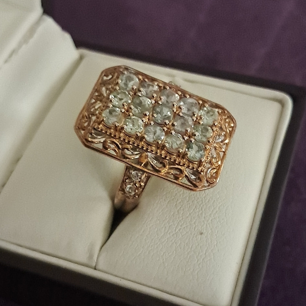 Narsipatnam Alexandrite and Natural White Zircon Cluster Ring - Picture 3 of 10